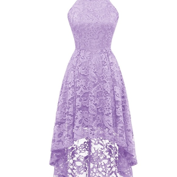 Purple Asymmetrical Sundress with Halter Neckline for Wedding Guest - Picture 6 of 16